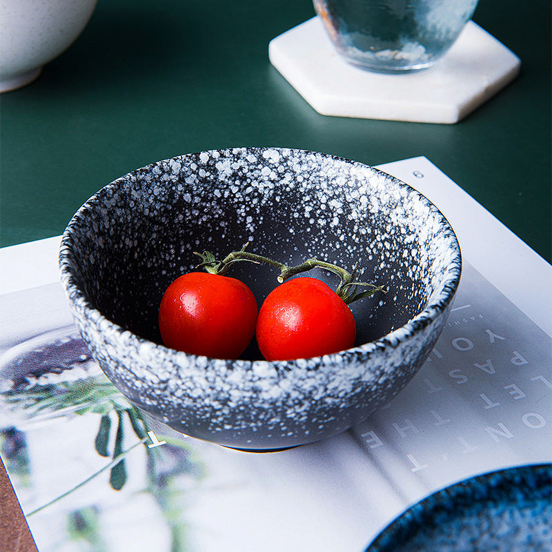 Japanese-Style Porcelain Rice Bowl - Microwave Safe Ceramic Dining Bowl
