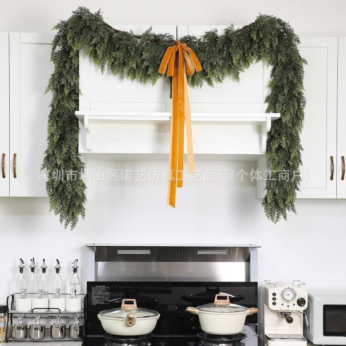 Christmas Pine Needle Garland - Soft Rubber Feel Norfolk Pine Cypress Rattan Decoration (1.5m-2.7m)