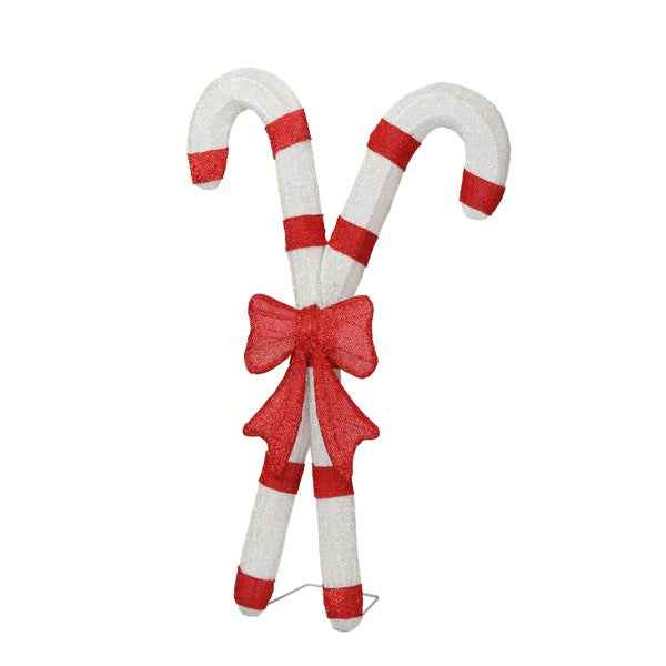 Lighted Candy Cane & Red Bowknot Christmas Decorations - 100 LED Lights - DropOnline.co