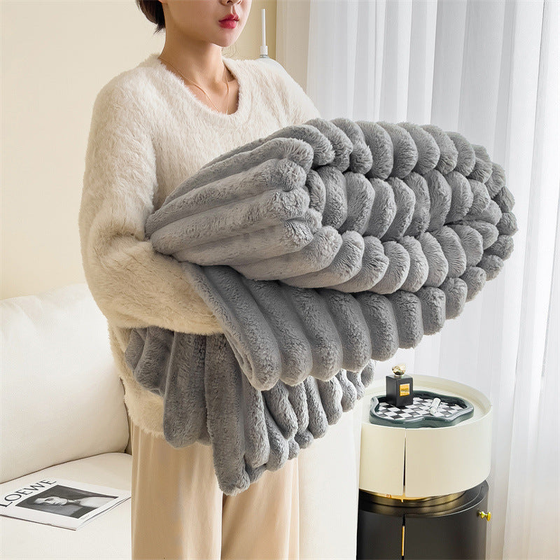 Luxurious Rabbit Fur Fluffy Blanket - Multi-Functional Nap Mat | Pink Plush 70x100cm