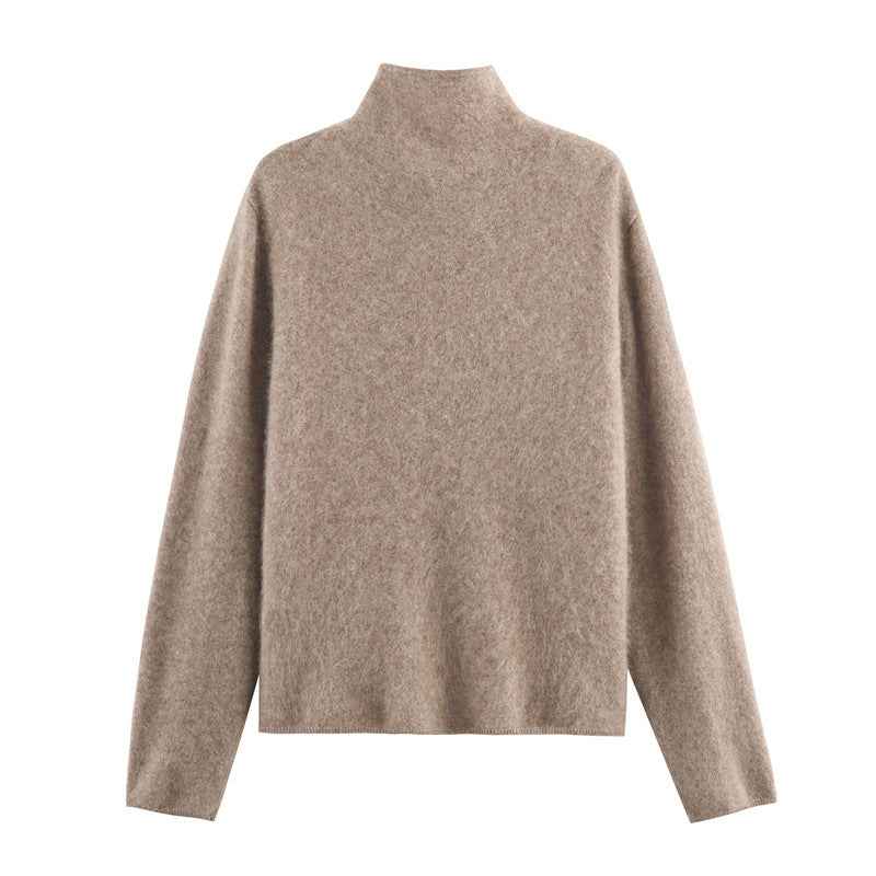 Korean-style Loose Casual High-neck Sweater Cardigan For Women