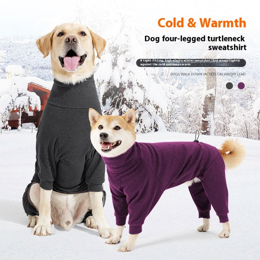 Dog Four-Legged Clothes - High Collar Warm Cold-Proof Polar Fleece Winter Coat