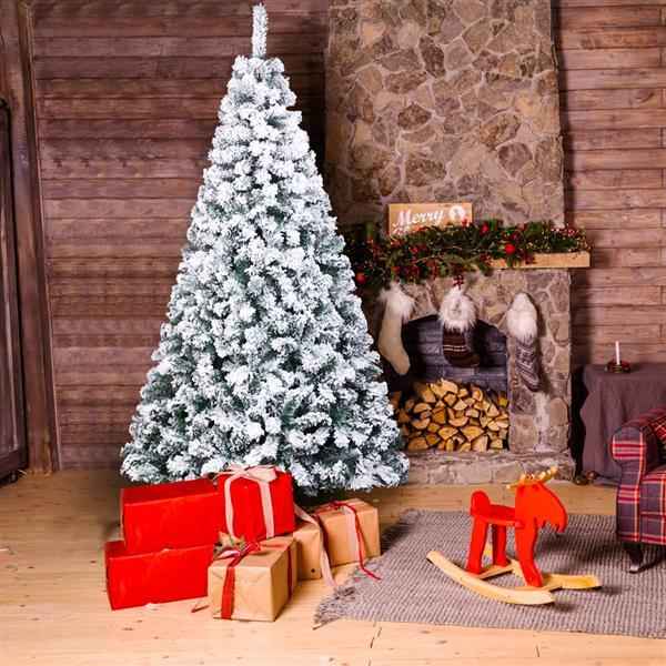 Green Flocking 6ft Christmas Tree - 750 Branches Automatic PVC Tree - DropOnline.co