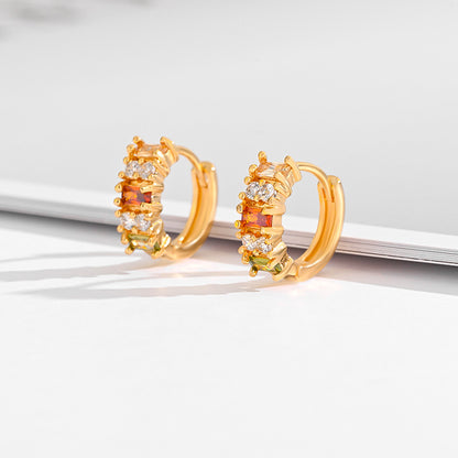 Fashion Multi-style Square Crystal Zircon Ornament Gold Plated Diamond Ear Ring - DropOnline.co
