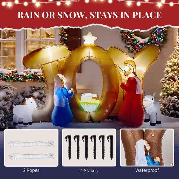 7.5FT Inflatable Nativity Scene with JOY Sign - LED Lighted Christmas Yard Decoration - DropOnline.co
