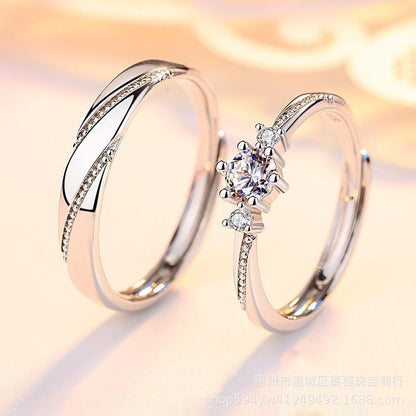 Sterling Silver Jewelry Couple Ring Female Wedding Ring Pair Ring - DropOnline.co