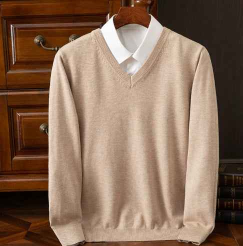 Knitted Sweater V-neck Men's Pullover Base Shirt