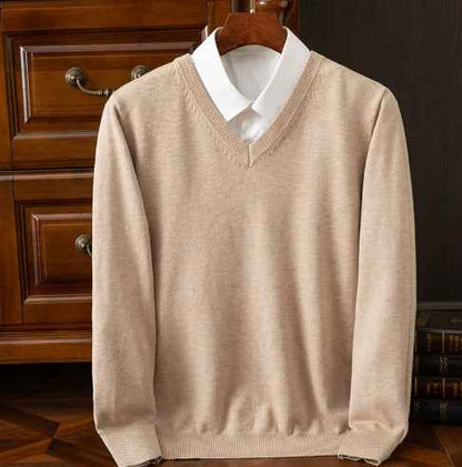 Knitted Sweater V-neck Men's Pullover Base Shirt