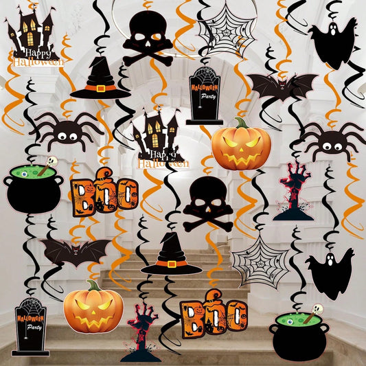 Halloween Hanging Swirl Decorations - 36 Pcs Spooky Ceiling Decor Set