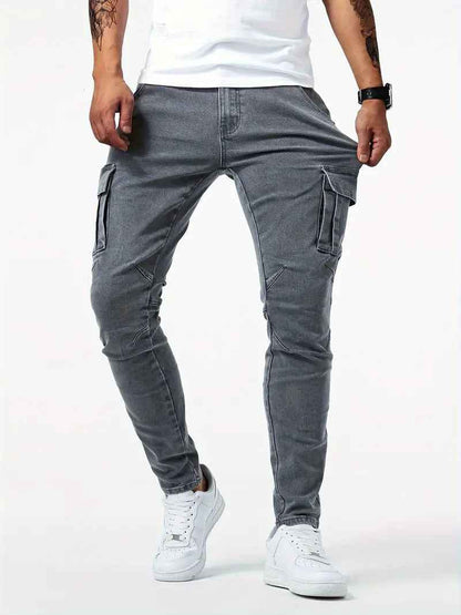 European And American Men's Side Pocket Skinny Jeans