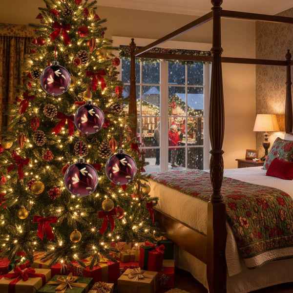 4PCS Glass Christmas Ball Ornaments - Shiny Red Holiday Tree Decorations (4.7 inch) - DropOnline.co