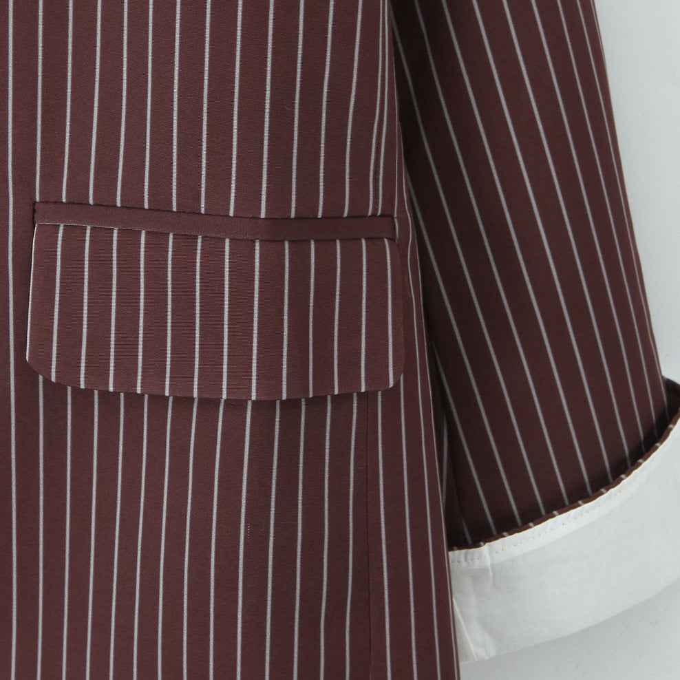 Versatile Elegant Brown Striped Loose Suit Jacket