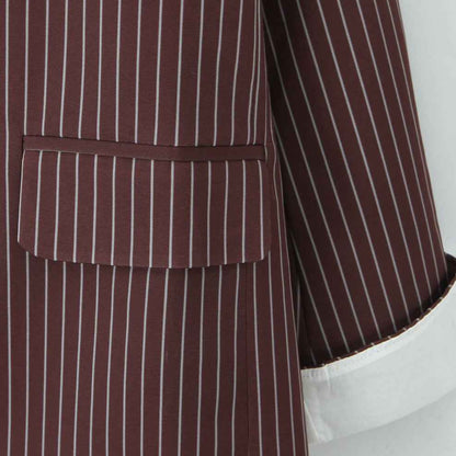 Versatile Elegant Brown Striped Loose Suit Jacket