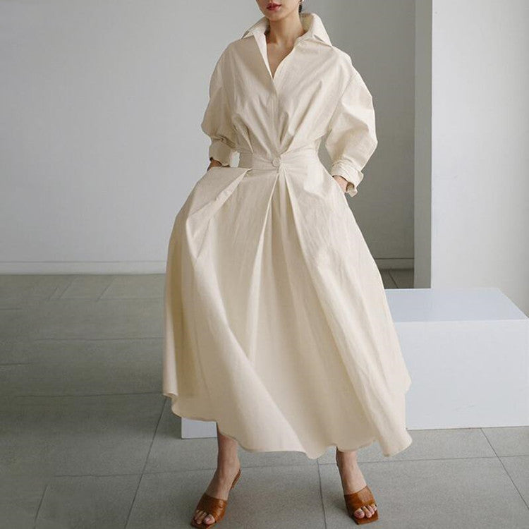 Collared shirt with loose cuffs sleeveless dress