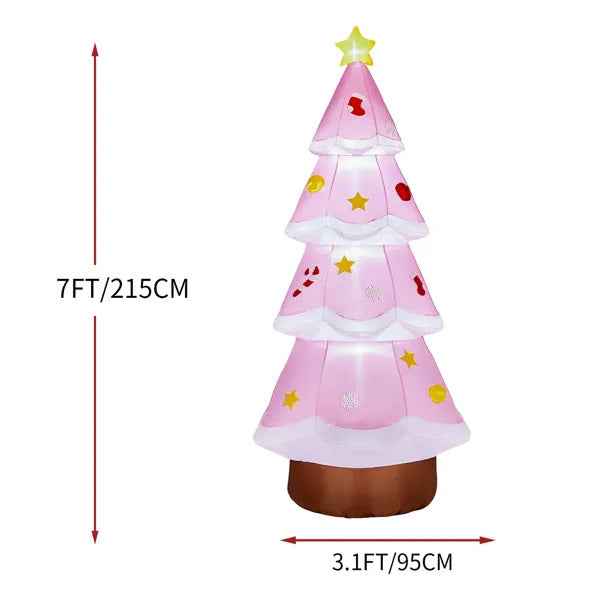7.2FT Inflatable Christmas Tree - LED Lighted Blow Up Yard Decoration with RGB Light - DropOnline.co