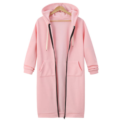 Hooded Long Sleeve Sweater Fleece Long Jacket - DropOnline.co