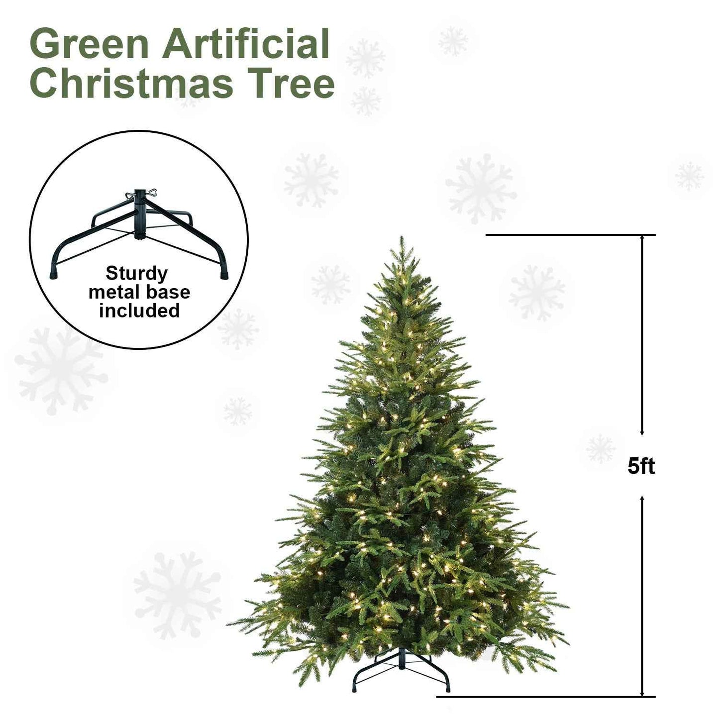 PVC Christmas Tree Green with Lights - Classic Pre-Lit Tree