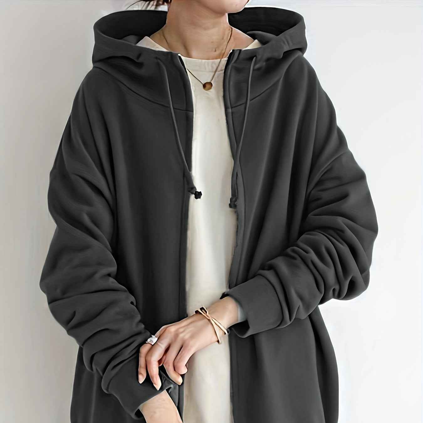 New Personality Street Sweater Zipper Hooded Long