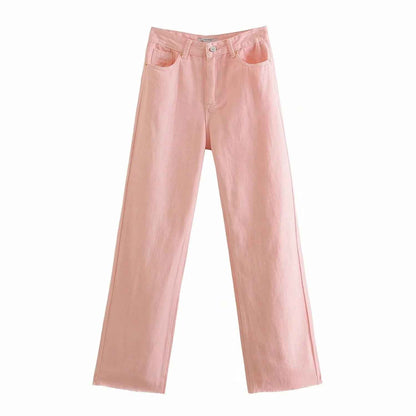 Women's High Waist Colorful Jeans Loose Slimming Wide Leg Pants