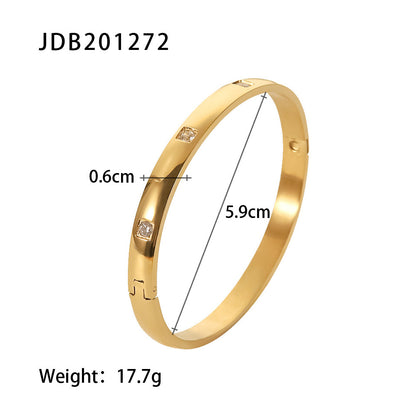 Fashionable And Versatile Gold-plated Stainless Steel Bracelets With Zirconia - DropOnline.co