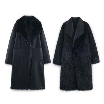 Winter European And American Double-sided Reversible Faux Fur Coat