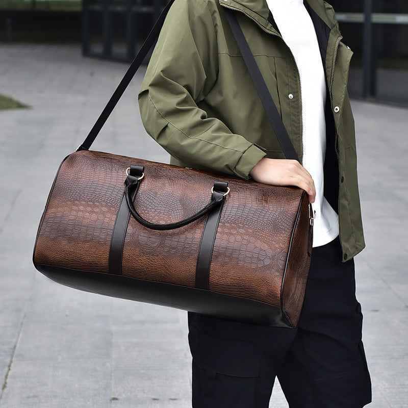 Men's Fashion Personalized Outdoor Sports Crocodile Pattern Travel Bag