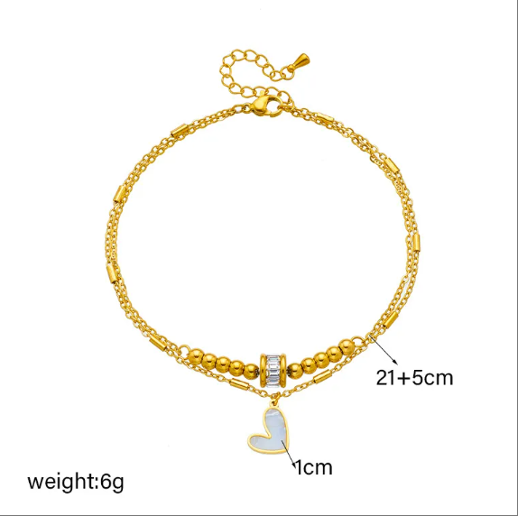 Pearl Star Anklet - Double Layer Titanium Steel Design