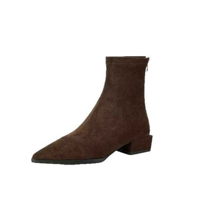 Stretchy Plus-size Fleece-lined Warm Pointed Suede Martin Boots
