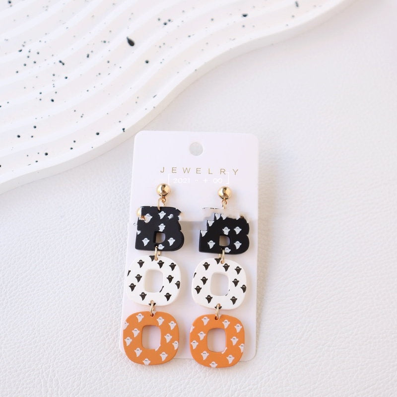 Halloween Polymer Clay Earrings - Acrylic Paint Design