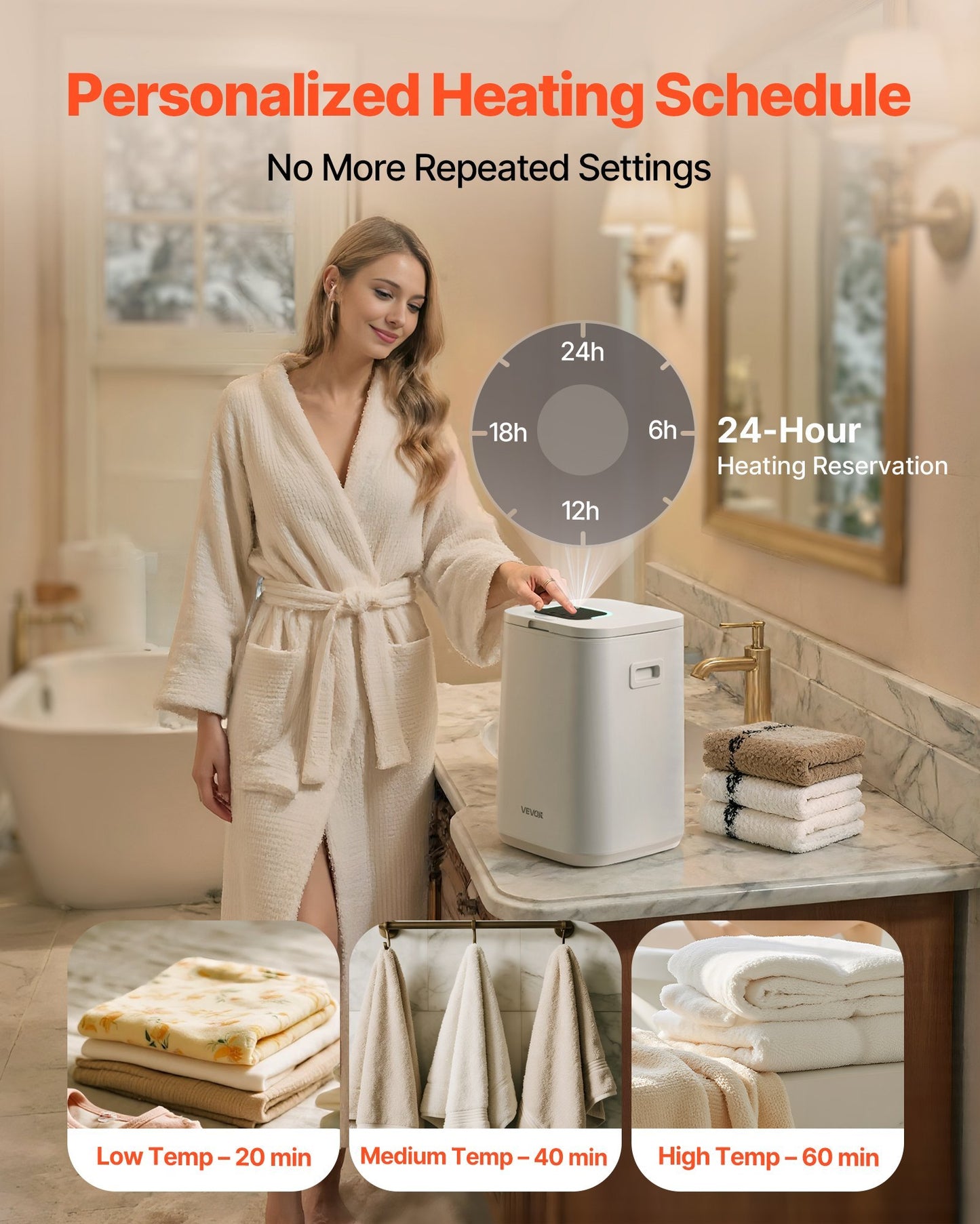 20L Towel Warmer Bucket, Towel Warmer With 24H Delay Timer, Child Lock & Auto Shut Off Towel Heater, LED Display & U-shaped Light, Towel Warmer For Bathroom, Spa, Bathrobes, Blankets, Pajama