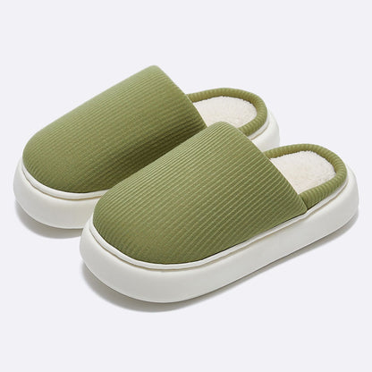 New Simple Pure Color Comfort Knitted Fabric Couple Latex Home Cotton Slippers - DropOnline.co