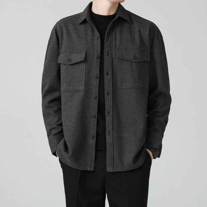 New Thickened Men's Workwear Long-sleeved Loose Wool Casual Jacket