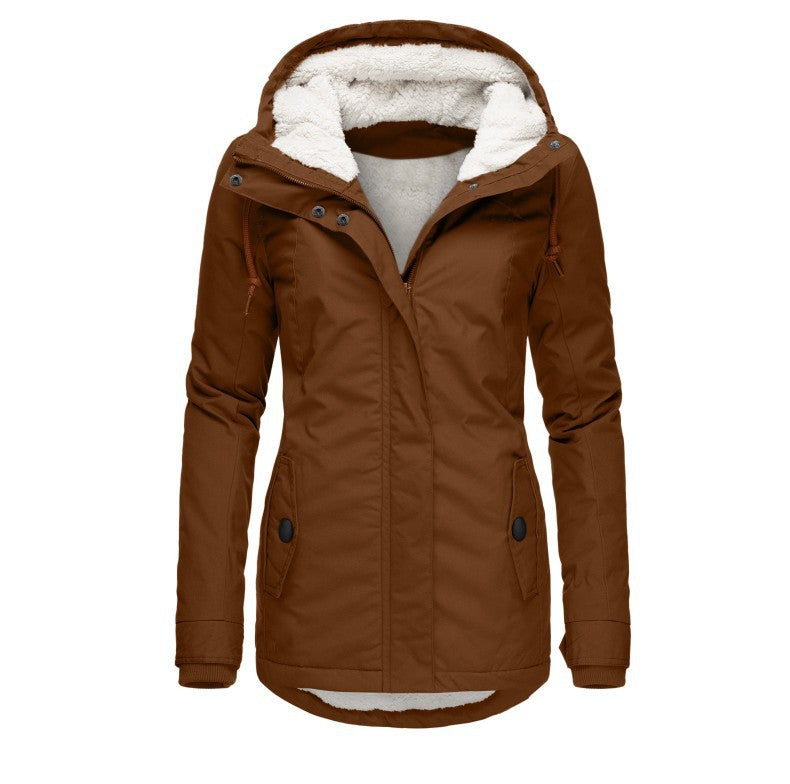 Thickened Hooded Cotton Jacket for Women - Warm Winter Outerwear