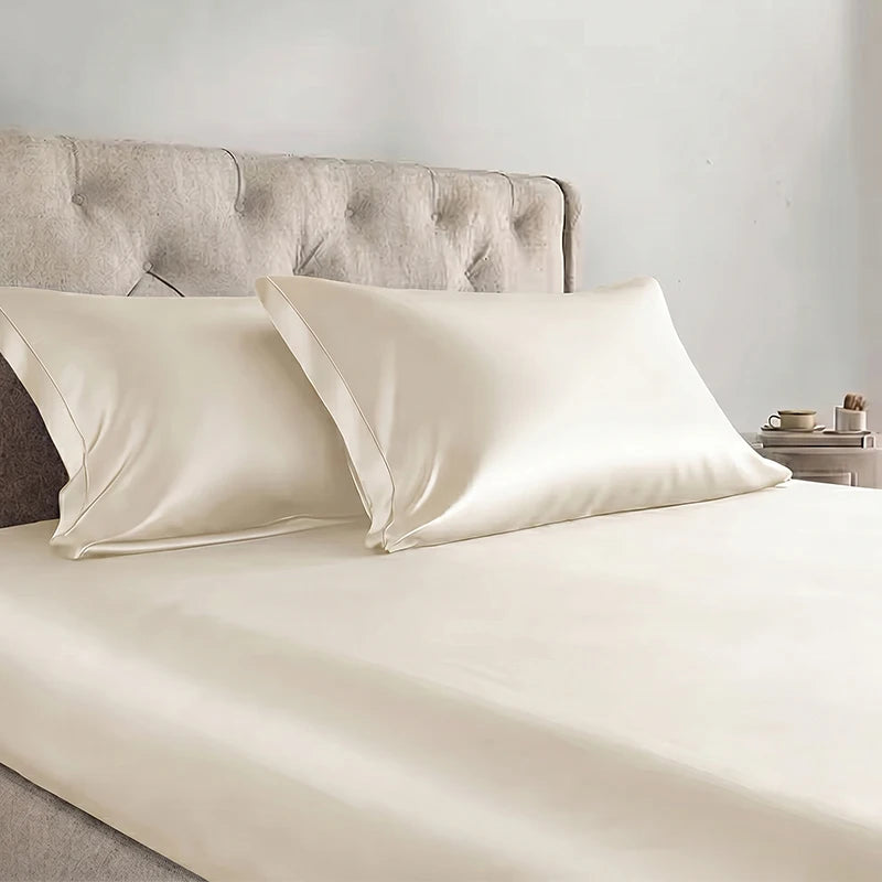 3 Pices Satin Fitted Sheet Set (1 * Fitted Sheet+2 * Pillowcase) – Smooth, Breathable, And Wrinkle-Resistant, Machine Washable For Easy Care, Comfort Bedding Suitable For Adults, Hotels, Apartments, & Home Use