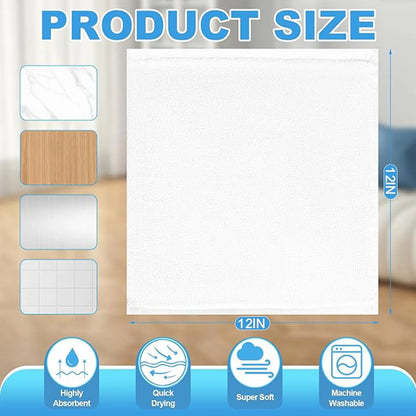 100% Cotton Washcloths Set, 12-Pack White Wash Cloths, 14x14 Inch | Kitchen Towel