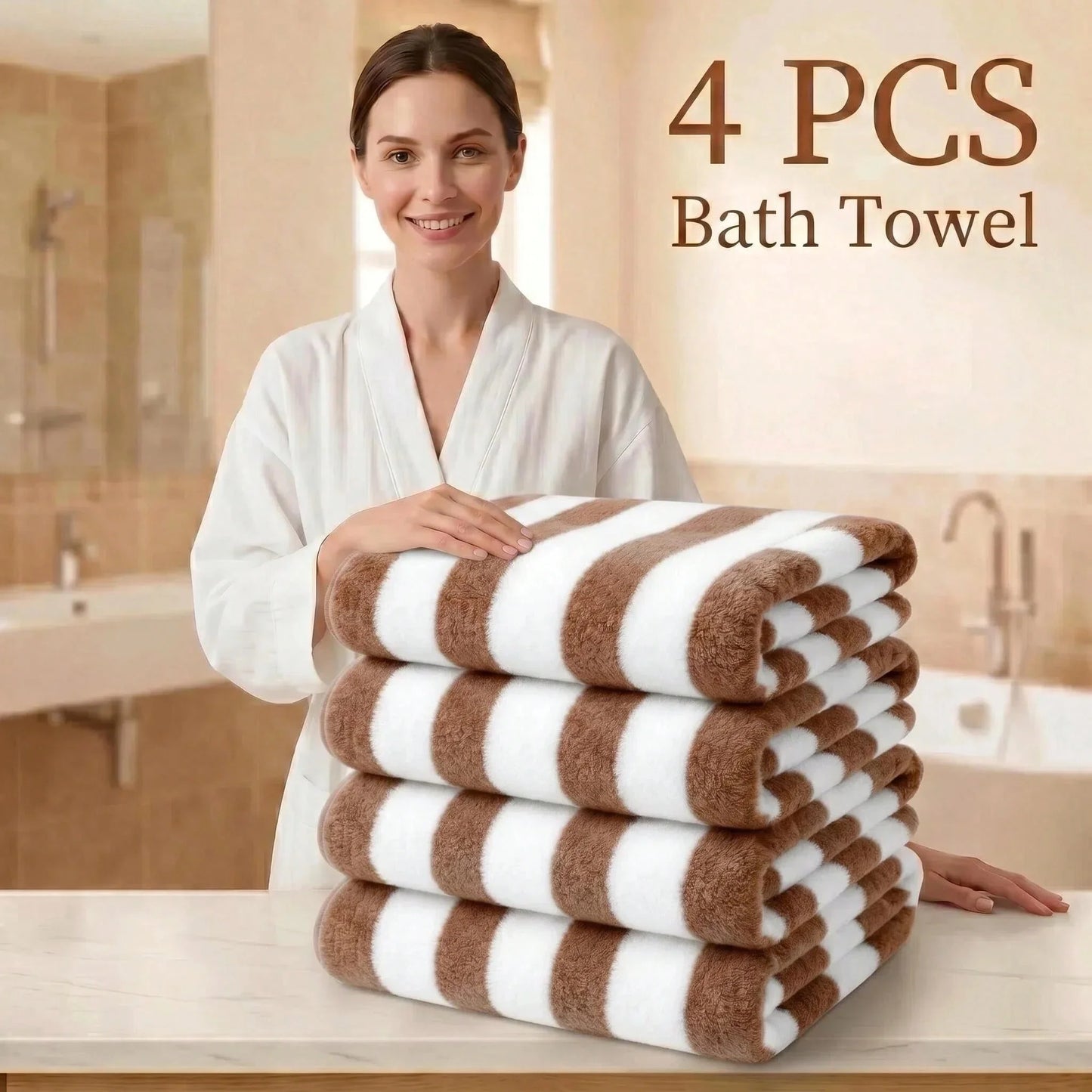 Absorbent Quick Dry Multi Color Towels Striped Soft Fluffy Bath Towel