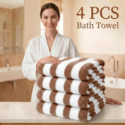 Absorbent Quick Dry Multi Color Towels Striped Soft Fluffy Bath Towel