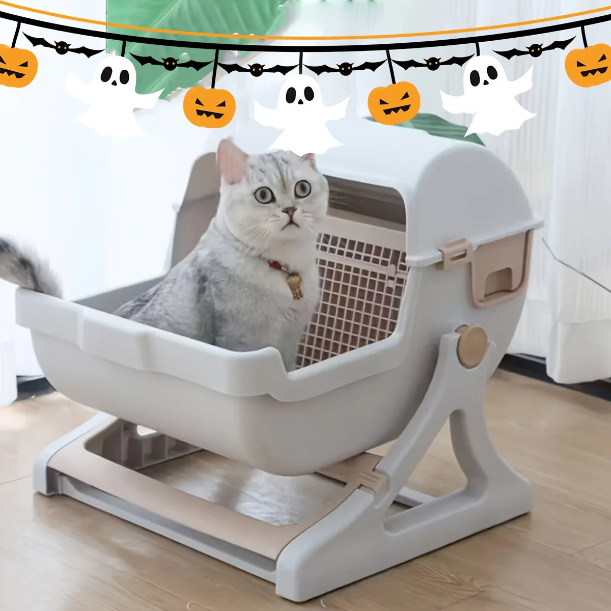Self-Draining Cat Litter Box — No Scoop Needed, Odor-Proof & Leak-Proof with Removable Grid