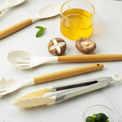 Premium Food Grade Silicone Kitchen Utensils Set with Wooden Handles, Non-Stick and Heat Resistant