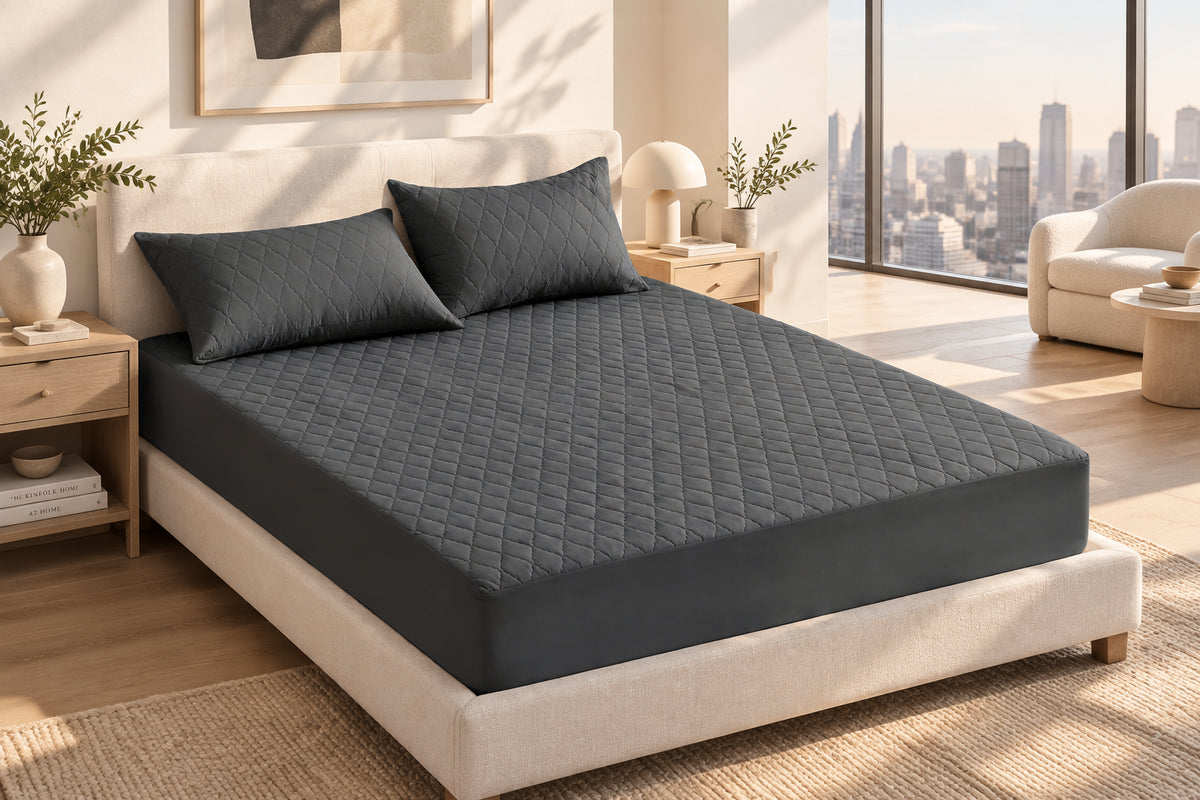 Quilted Waterproof Mattress Protector Set with 2 Pillowcases