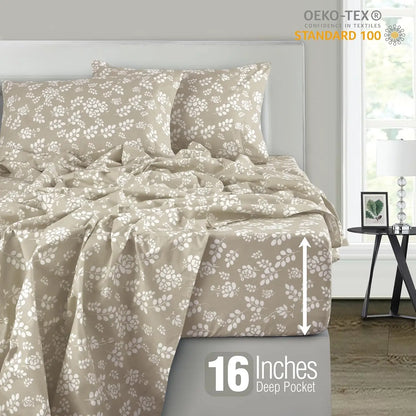 Lux Décor 4pc Floral Microfiber Sheet Set