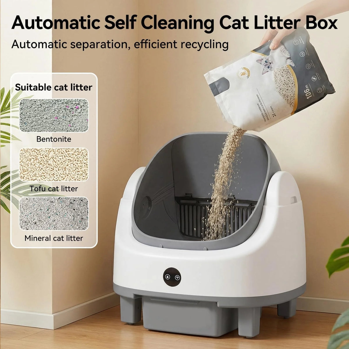 Automatic Self-Cleaning Litter Box, App Control