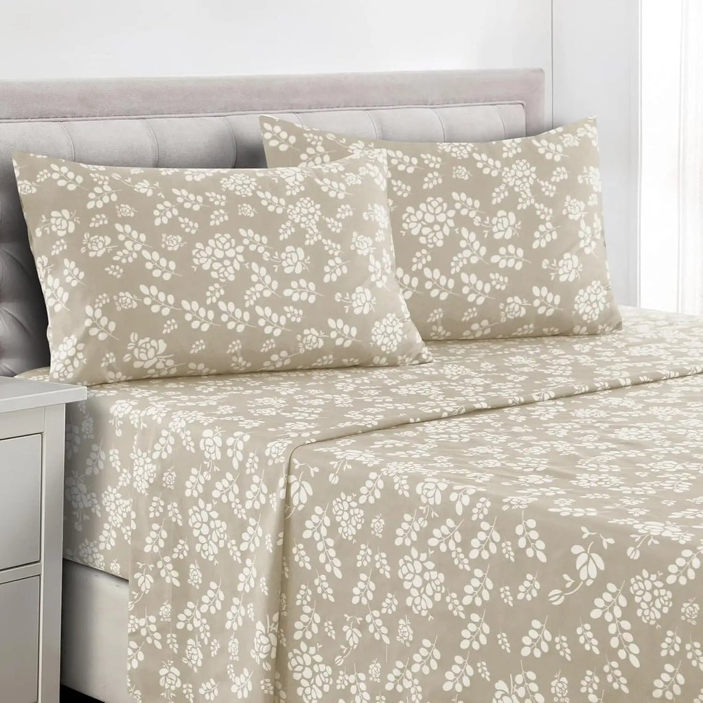 Lux Décor 4pc Floral Microfiber Sheet Set