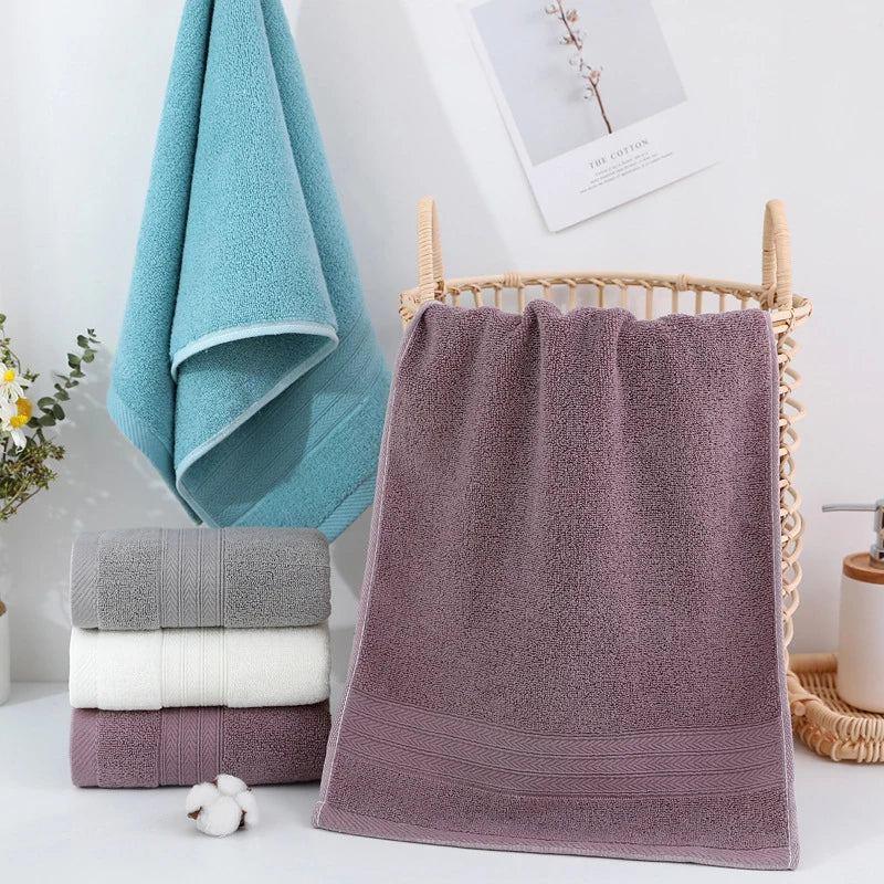 4-Piece Space-Themed Striped Cotton Towel Set — Bath, Face & Gym