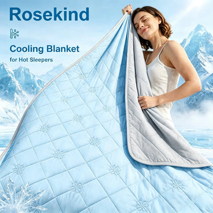 ROSEKIND 1pc Soft Cooling Blanket, 300 GSM, 90*108 Inch, Lightweight & Breathable Cold blanket for  Hot Sleepers, Multifunctional Blanket for Bed Sofa Office Travel, Durable Blanket for All-season Use, Available In 5 Colors A