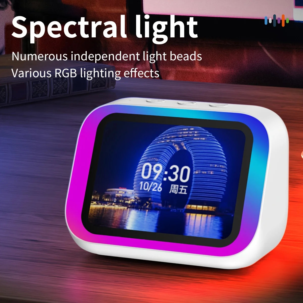 Smart Alarm Clock – Bluetooth 5.4 Speaker, 4" HD Display, AI Voice Assistant, Weather & Desk Clock