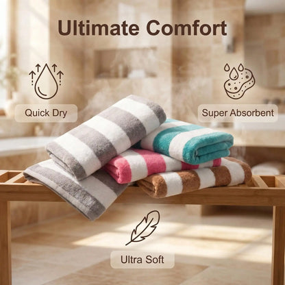 Absorbent And Quick-Drying Two-Color Striped Interval Bath Towels - Beach Towel