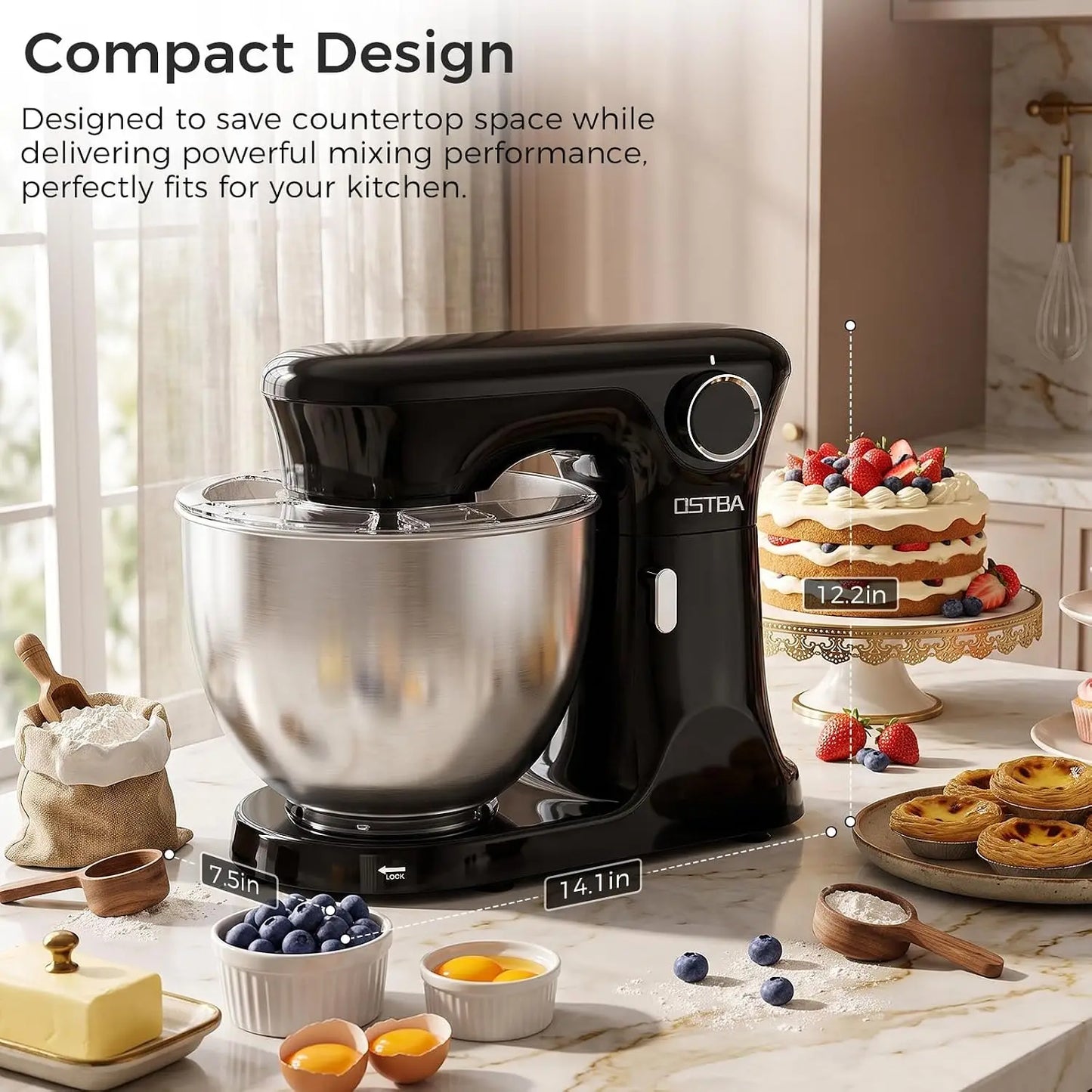 8.5QT Electric Stand Mixer for Baking and Kitchen Use