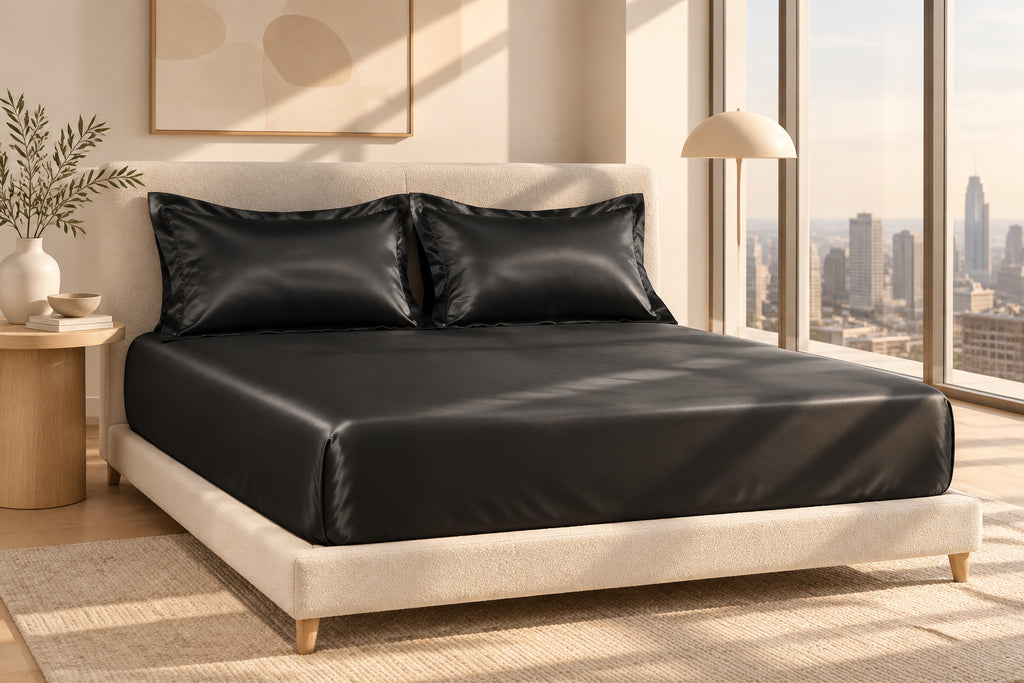 3 Pices Satin Fitted Sheet Set (1 * Fitted Sheet+2 * Pillowcase) – Smooth, Breathable, And Wrinkle-Resistant, Machine Washable For Easy Care, Comfort Bedding Suitable For Adults, Hotels, Apartments, & Home Use