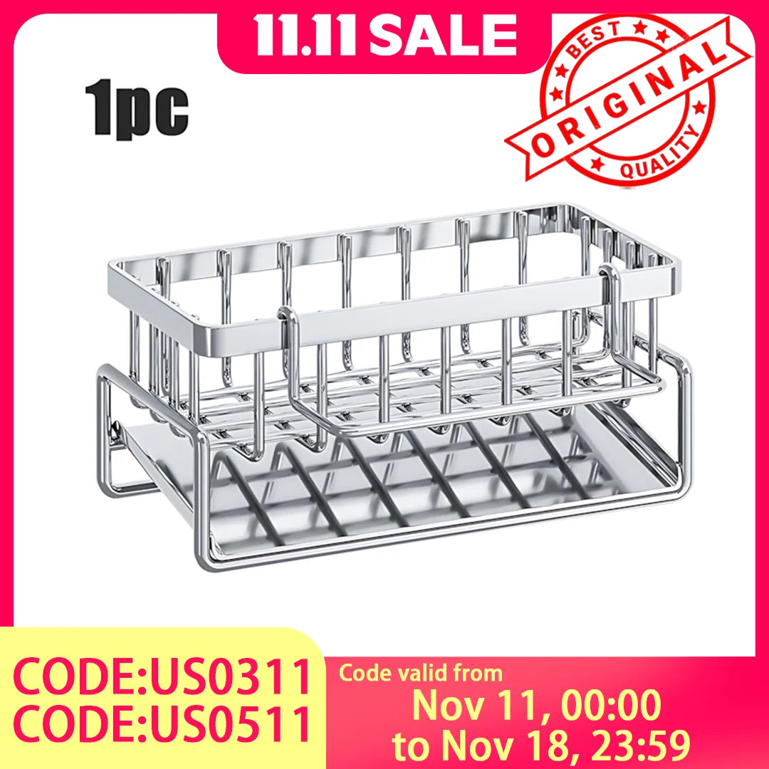 Large Capacity Stainless Steel Sink Drying Rack, Rust-Resistant and Nail-Free